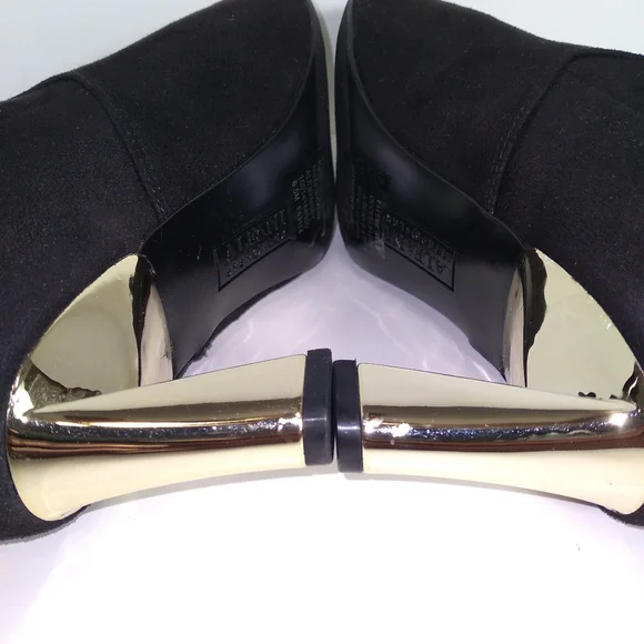 Alfani BAMBEY Black Faux Suede Gold Heel Ankl Bootie Boots- Women's Size- 6.5M - Picture 7 of 10